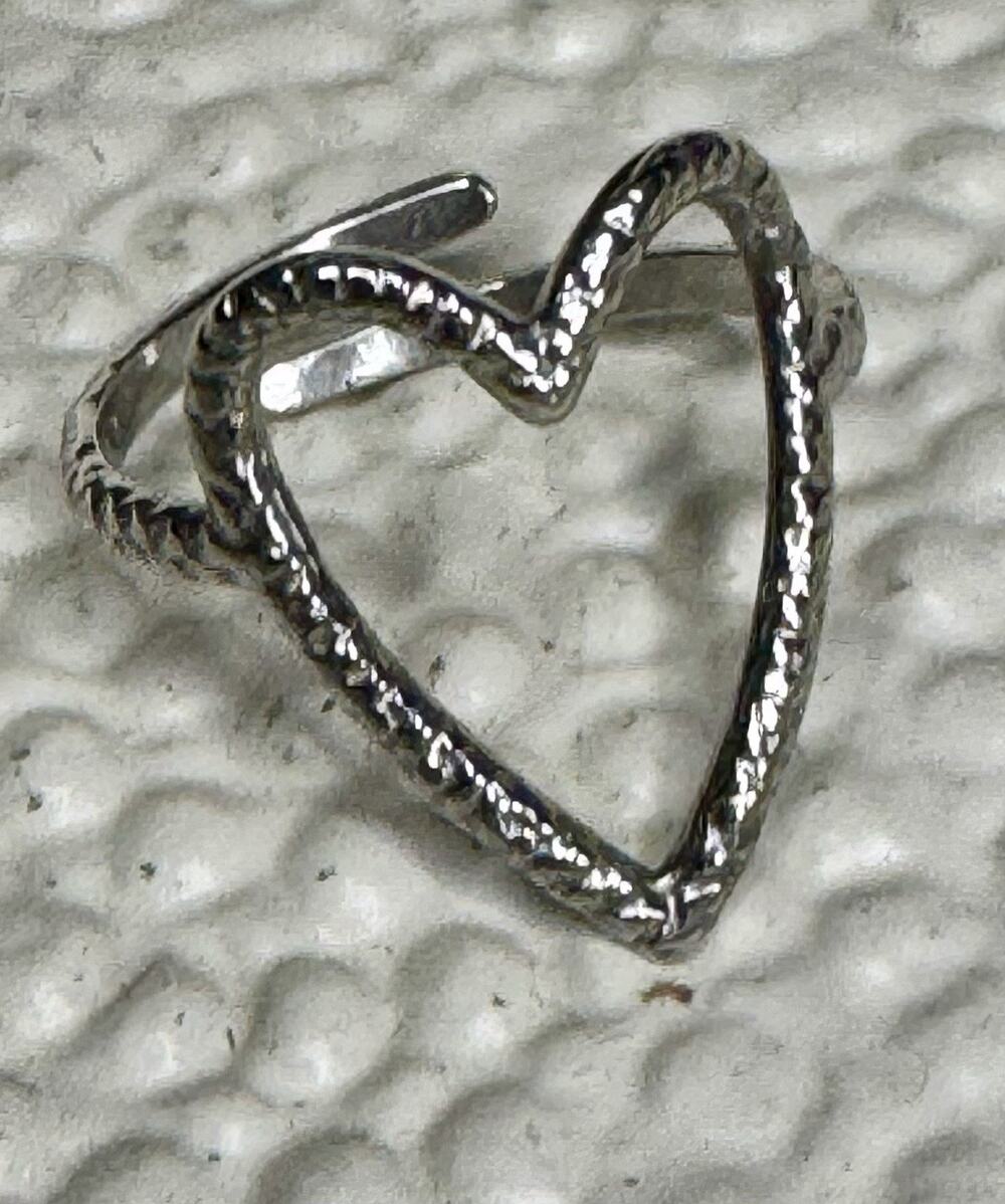 Plunder Silver Adjustable Heart Ring One Size New Without Tags